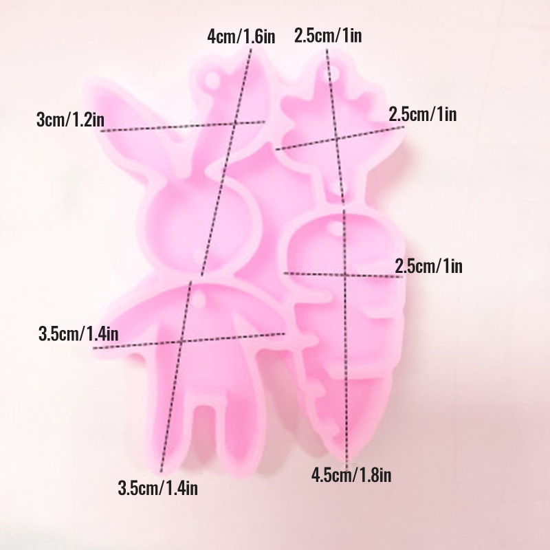 Khuôn Silicone Làm Móc Khóa Bằng Epoxy UV Hình Thỏ Phục Sinh / Cà Rốt / Củ Cà Rốt