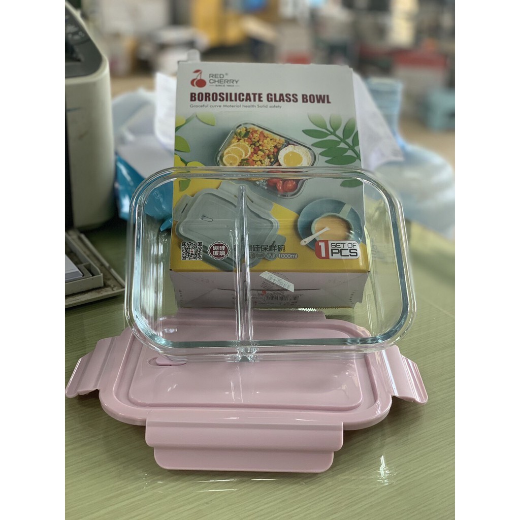 Hộp thủy tinh chịu lực Glasslock 2 ngăn 1000ml - Hộp cơm văn phòng bằng thủy tinh chia 2 ngăn - Tô Bát thủy tinh 2 ngăn