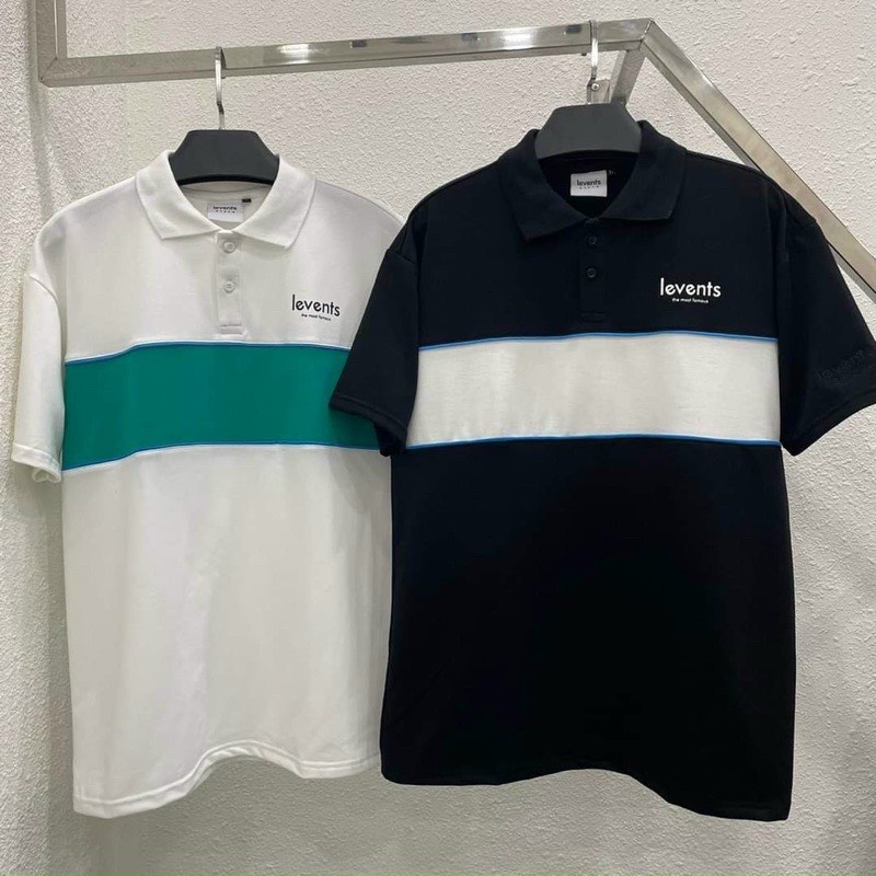Áo thun Polo LEVENTS Stripe áo cổ trụ chất thun cá sấu cotton Unisex nam nữ