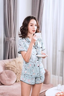 Bộ pijama đùi cao cấp in túi