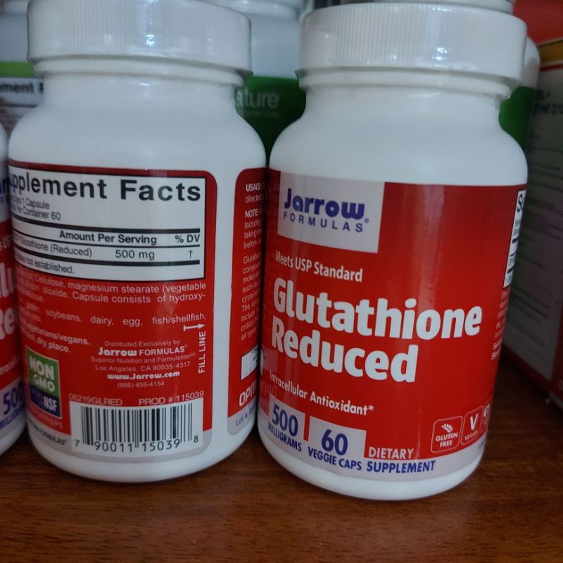 Viên hỗ trợ uống trắng da Glutathione Jarrow 500mg hộp 60v