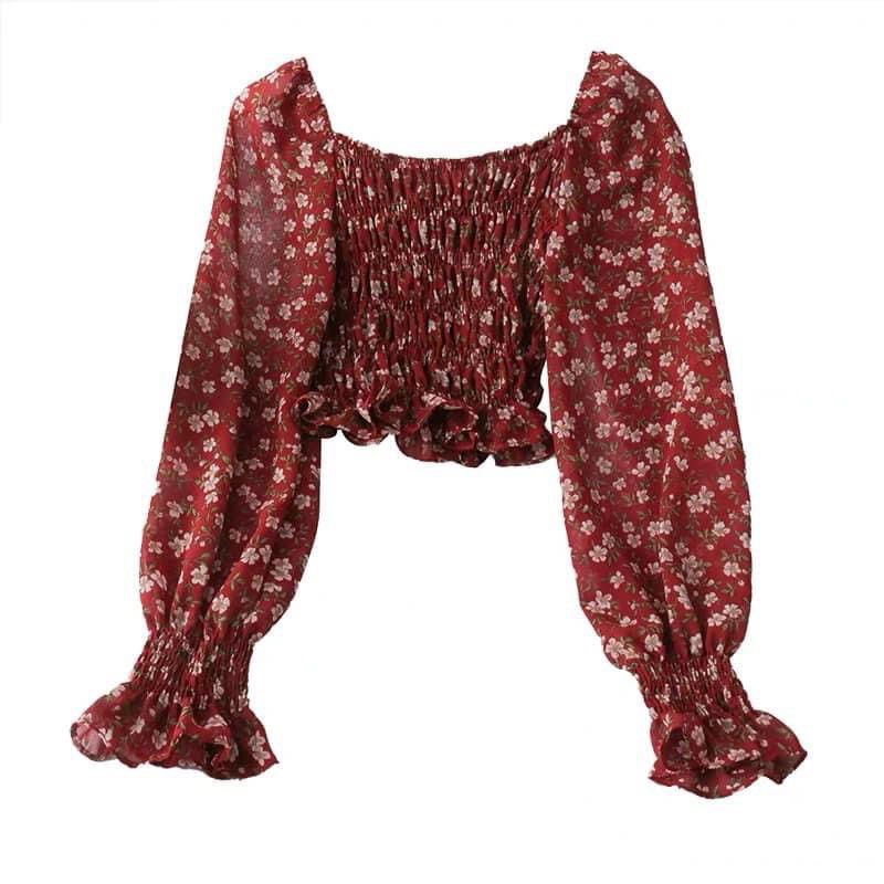 Áo Croptop Hoa nhí dài tay siêu xinh