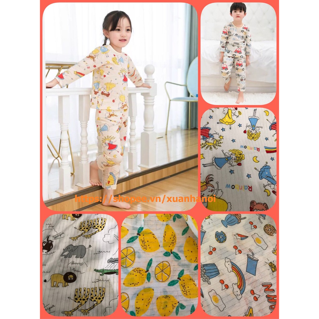 Xả hàng_Combo 3 bộ cotton giấy Dài tay cho bé trai bé gái