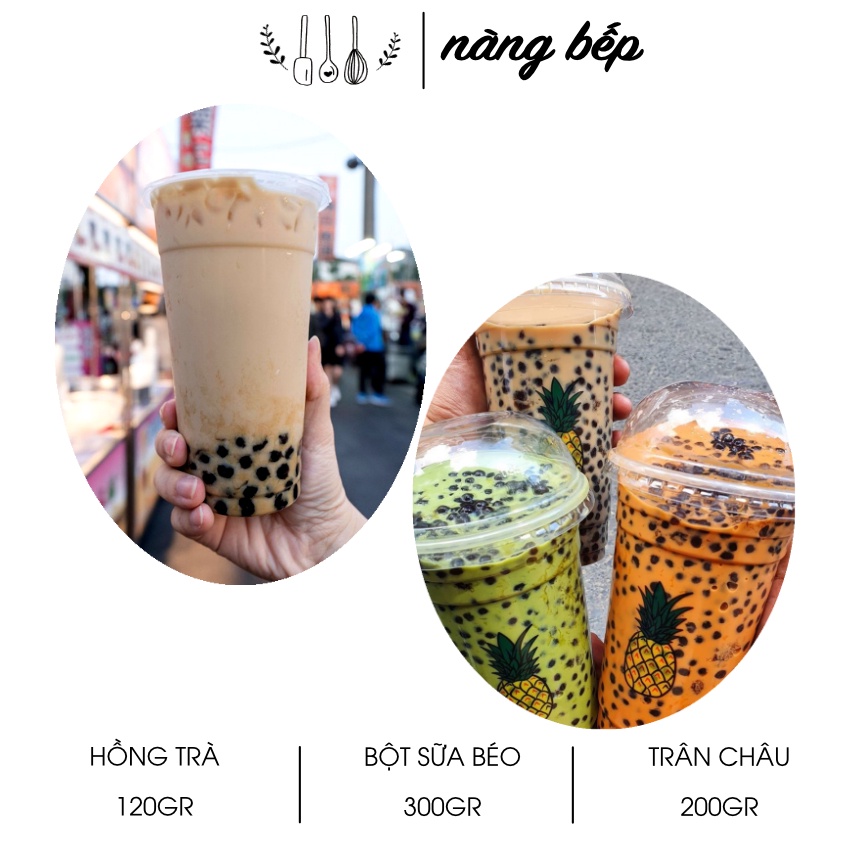 Set Nguyên Liệu Làm Trà Sữa Trân Châu Tự Pha Hồng Trà Đường Đen - Nàng Bếp set 15 ly | BigBuy360 - bigbuy360.vn