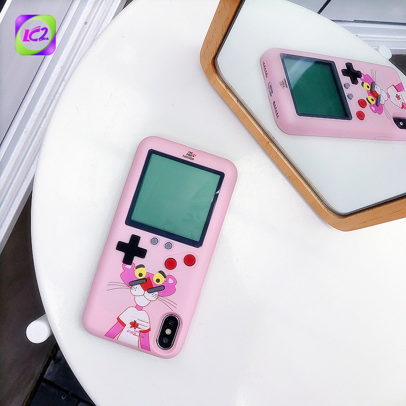 Game Phone Case Ốp điện thoại kiểu máy trò chơi bốn nút có hình báo hồng sành điệu cho iPhone X XS XR XS MAX