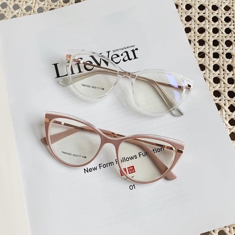Kính mắt mèo cao cấp càng lò xo 87025, kính cận kim loại chống ánh sáng xanh, UV400  Jolie eyewear