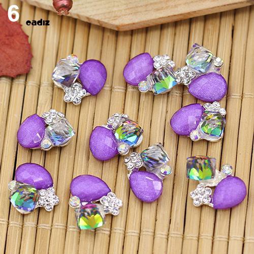 [Hàng mới về] Set 10 phụ kiện đính móng ánh kim có gắn hoa hồng dễ thương sáng tạo