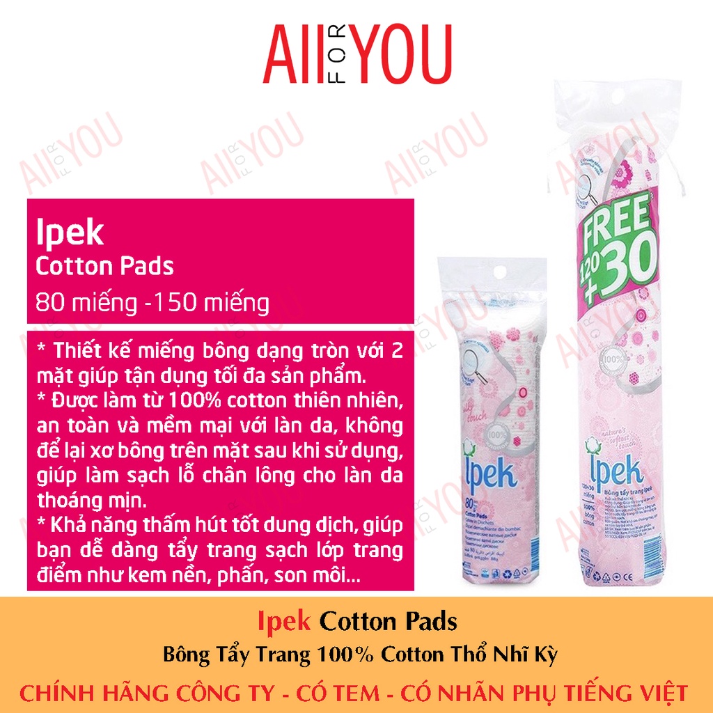 Ipek Klasik Cotton Pads  - Bông Tẩy Trang 100% Cotton.