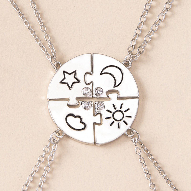 Bộ 4 vòng cổ Mặt Hình Mảnh Ghép Bằng Hợp Kim Thời Trang Cho Bạn Thân