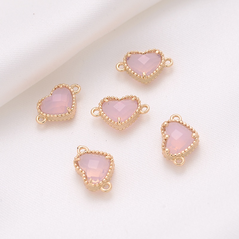 Vỏ Đồng Mạ Vàng 14K Hình Trái Tim Hai Lớp Phối Tua Rua Tự Làm Trang Sức