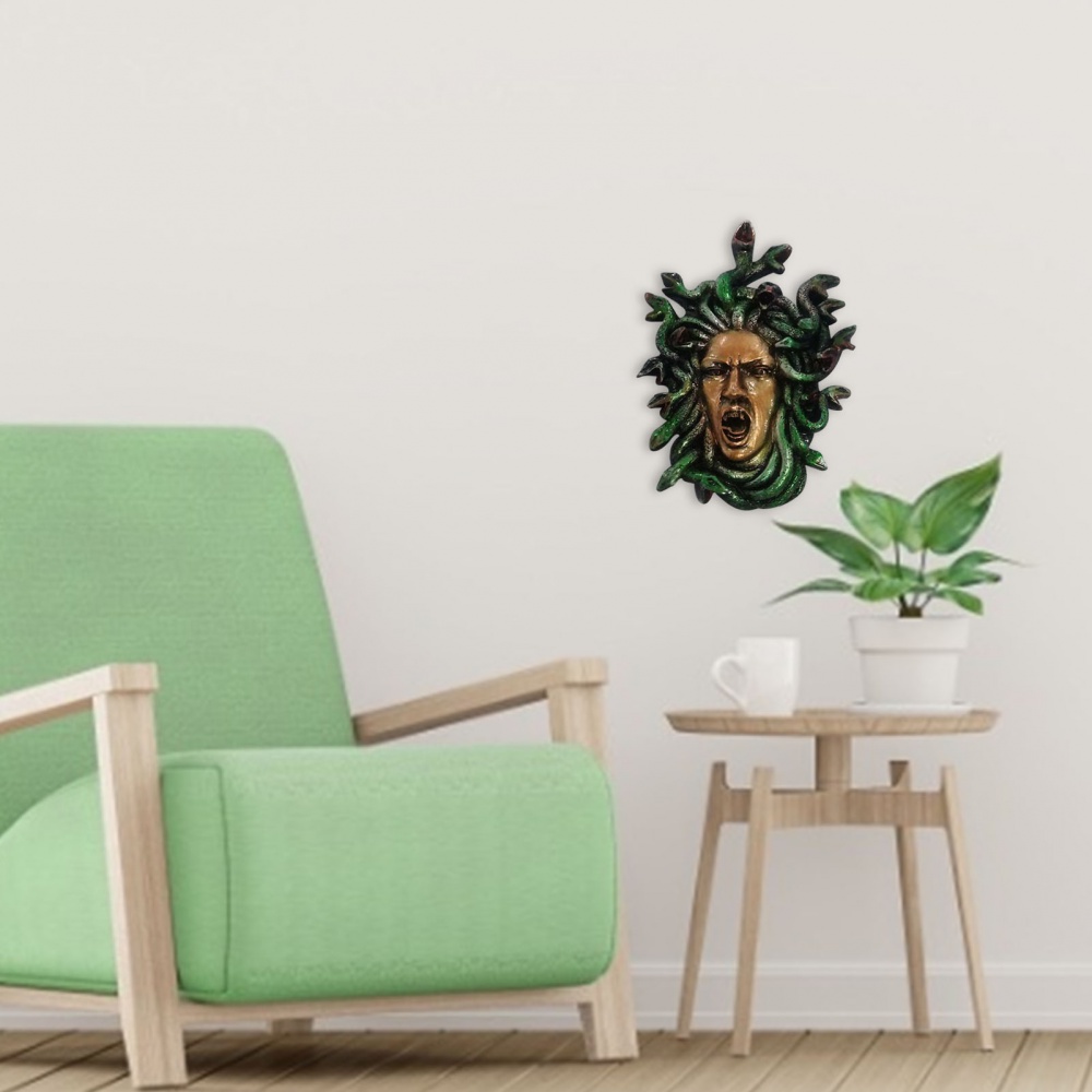 Mô Hình Đầu Rắn Hy Lạp 10cm Bằng Resin Màu Đồng Cổ Điển Treo Tường Trang Trí Phong Cách Gothic Cổ Điển