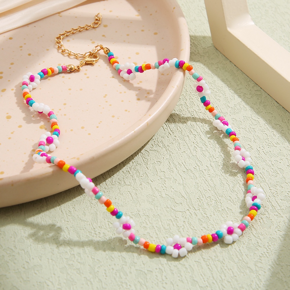 Vòng cổ iF YOU xỏ hạt trang trí hoa phong cách Bohemia thời trang dành cho nữ