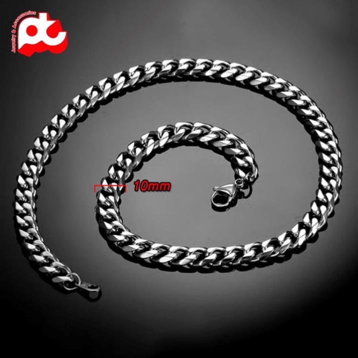Dây chuyền nam thời trang đẹp titan thép không gỉ kiểu lặc xéo cao cấp PT JEWELRY kích cỡ 10mm màu trắng PTDCNA159