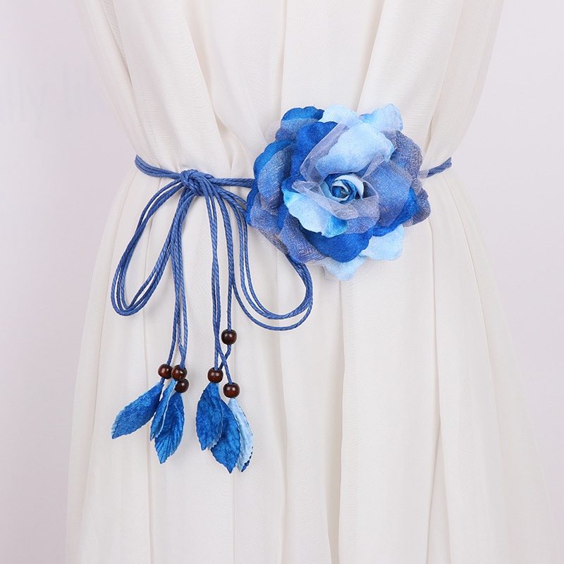 Đai váy hoa hồng lụa, dây lưng nữ hoa hồng vải