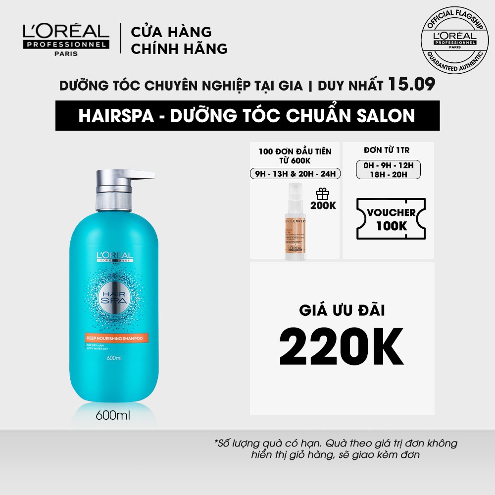 Dầu gội LOreal Professionnel chăm sóc cấp ẩm cho tóc khô Hair Spa 600ml