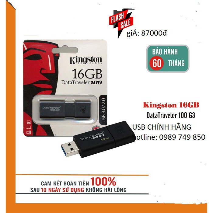 USB Kington 16GB 3.0 DT100G3 - usb kington 16g 3.0