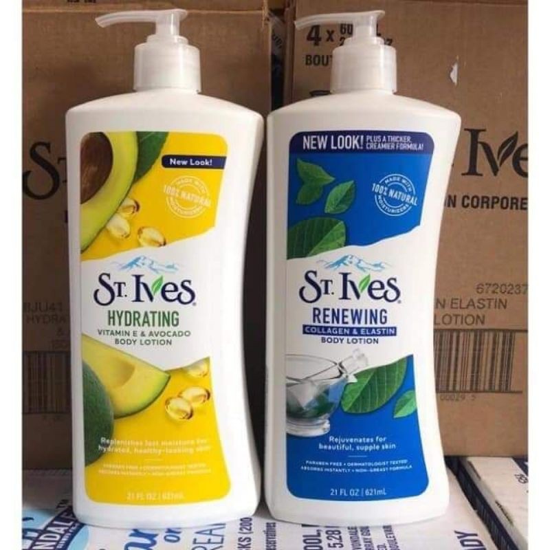 sữa dưỡng thể trắng da st ives 621ml hương bơ, lúa mạch, trà xanh