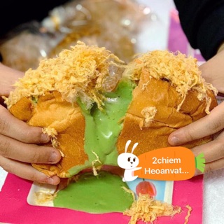 Bánh mì phô mai chà bông vị trà xanh ( kèm hình thật )