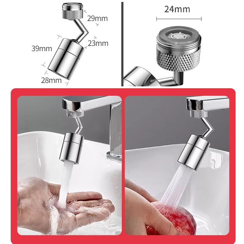 Đầu nối vòi nước, vòi lavabo tăng áp bằng nhựa ABS xoay 720 độ đa chiều dùng cho vòi lavabo, bồn rửa bát tiện dụng