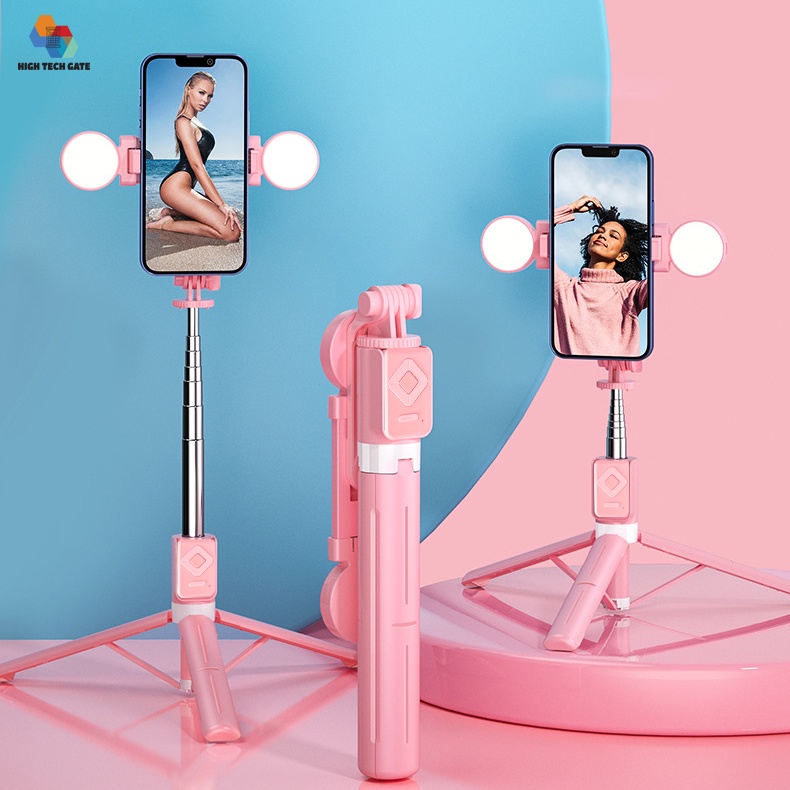 Gậy chụp hình livestream video CYKE B11S tích hợp 2 đèn fill light, điều khiển từ xa 10 mét lướt tiktok, facebook
