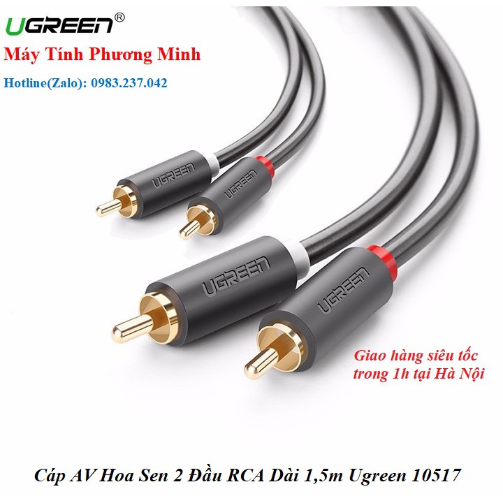 Cáp AV hoa sen 2 đầu RCA 1.5m chính hãng Ugreen UG 10517