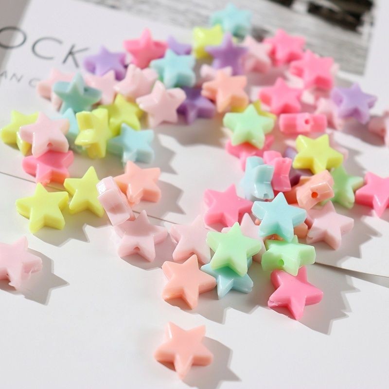 Hạt nhựa ngôi sao nhiều màu xỏ lỗ 2 đầu