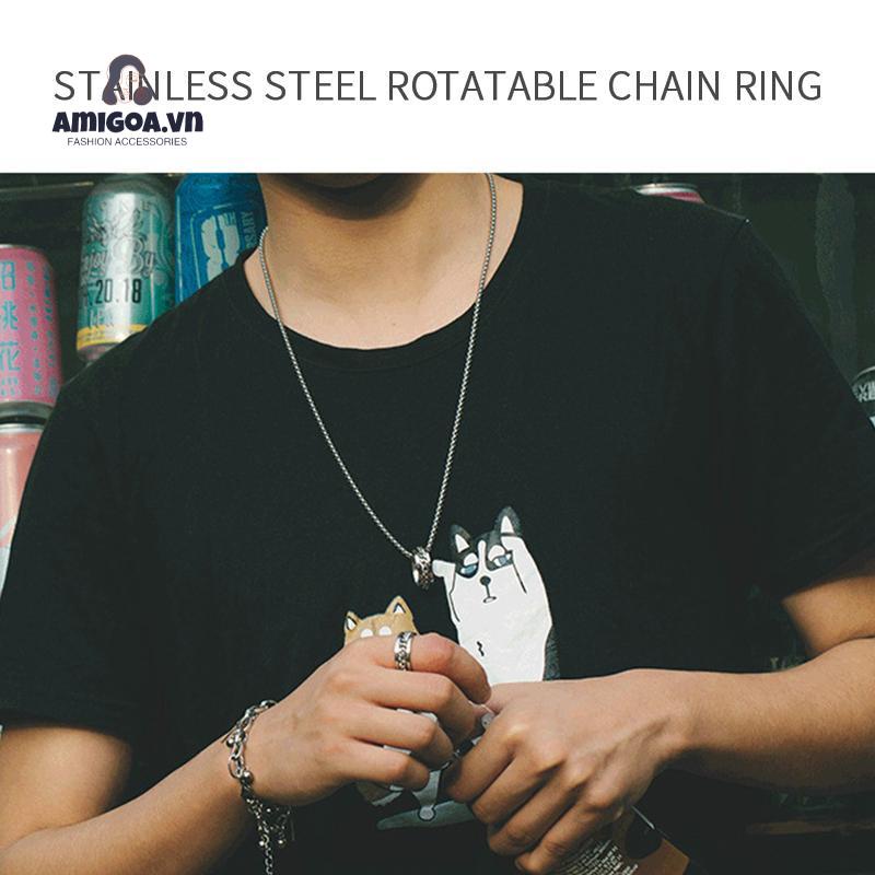 Nhẫn Thép Titan Đơn Giản Cá Tính Có Thể Xoay Được