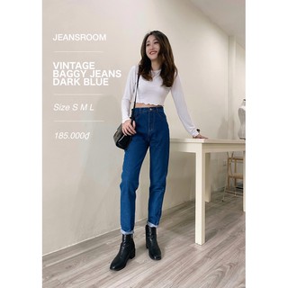 Quần baggy jeans xanh đậm form tôn dáng