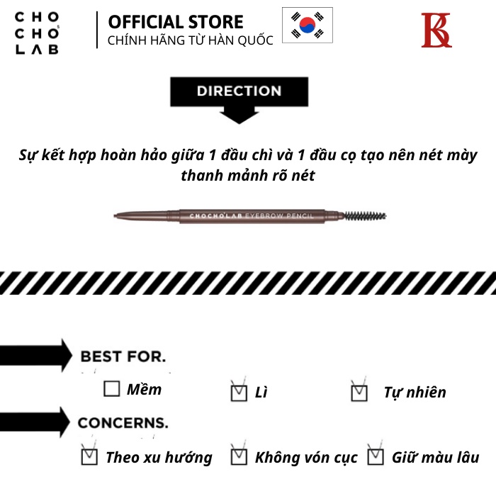 Chì Kẻ Chân Mày Chocho'slab Màu Tự Nhiên, Đầu Chì Thon Gọn Dễ Sử Dụng, Eyebrow Pencil 3 màu
