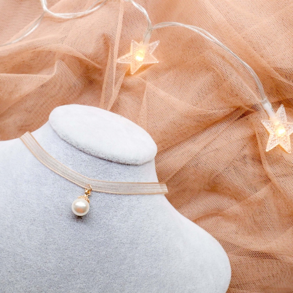 Vòng Cổ choker Nhung Mặt Nơ Trái Tim Màu Nâu