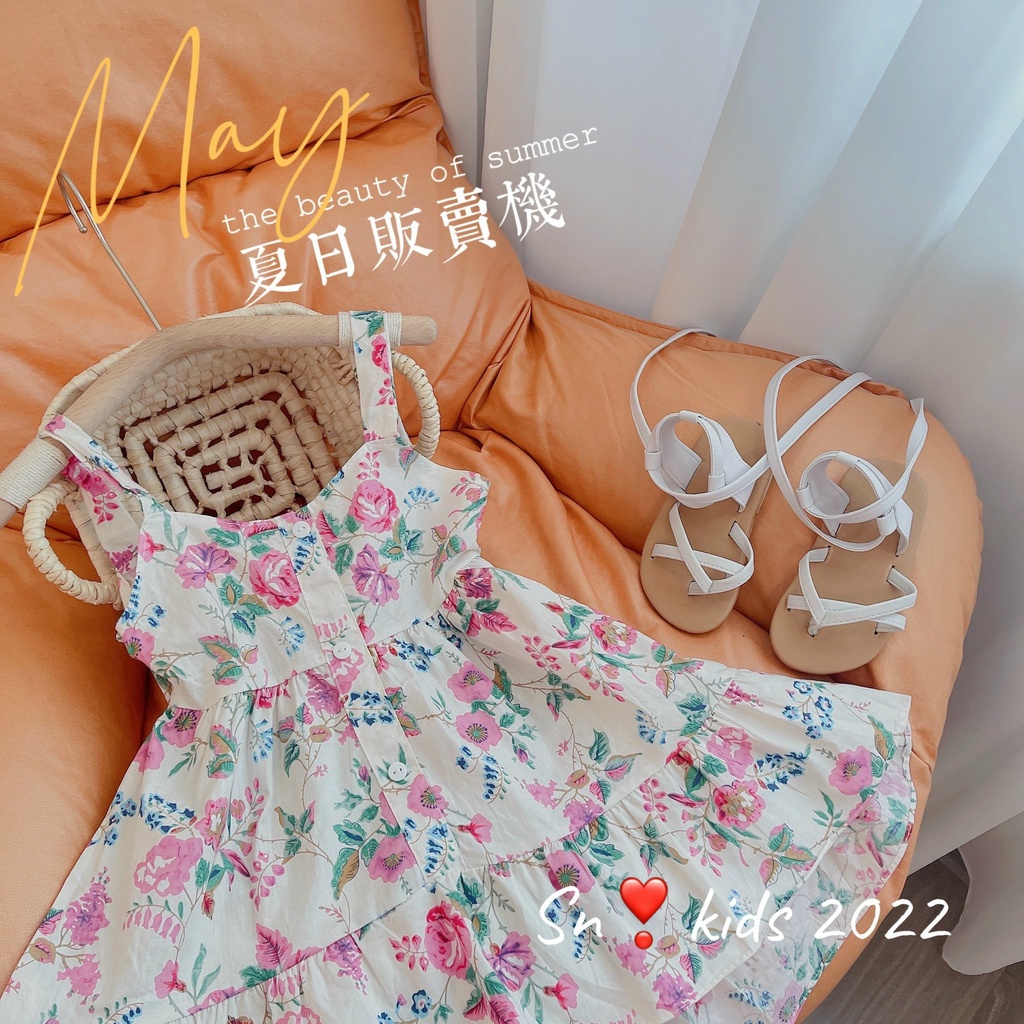 Váy hoa 2 dây tà lệch SN bé gái