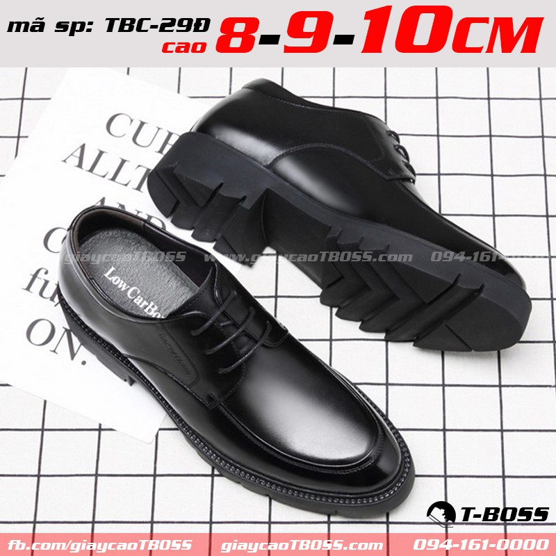 Giày Công Sở độn đế t-Boss cao 8cm - 9cm - 10cm, Da bò cao cấp; TBC-29Đ