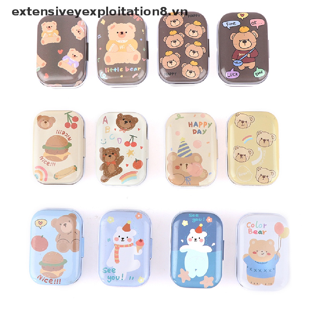 Hộp thiếc mini đựng trang sức/ tiền xu in hình gấu dễ thương