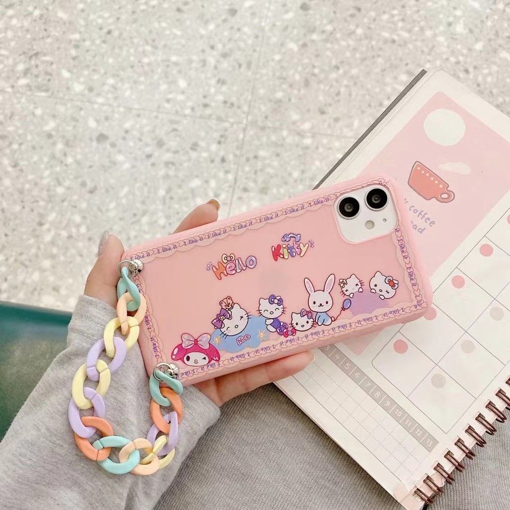 Ốp Lưng In Hình Mèo Kitty Có Dây Đeo Cho Samsung S21 S20 Fe Note 20 Ultra 10 Plus A11 A31 A51 A71 A52 A72 A10 A20 A30 A50 A50S A30S A70