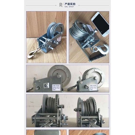 Tời quay tay 800LBS 360kg, 1200LBS 545kg, 2000LBS 1000kg, 3000LBS 1360kg cáp dài 8m