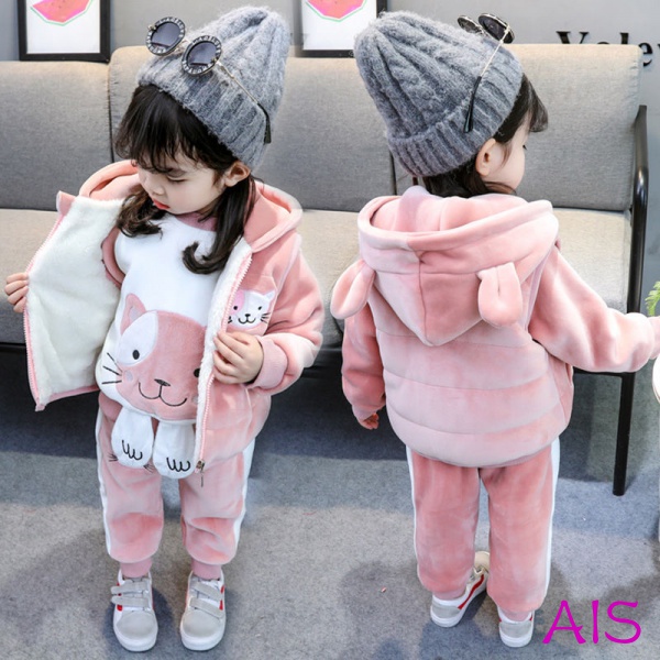 Bộ Áo Khoác Có Nón + Quần Dài Giữ Ấm Mùa Đông Cho Bé 1-3 Tuổi