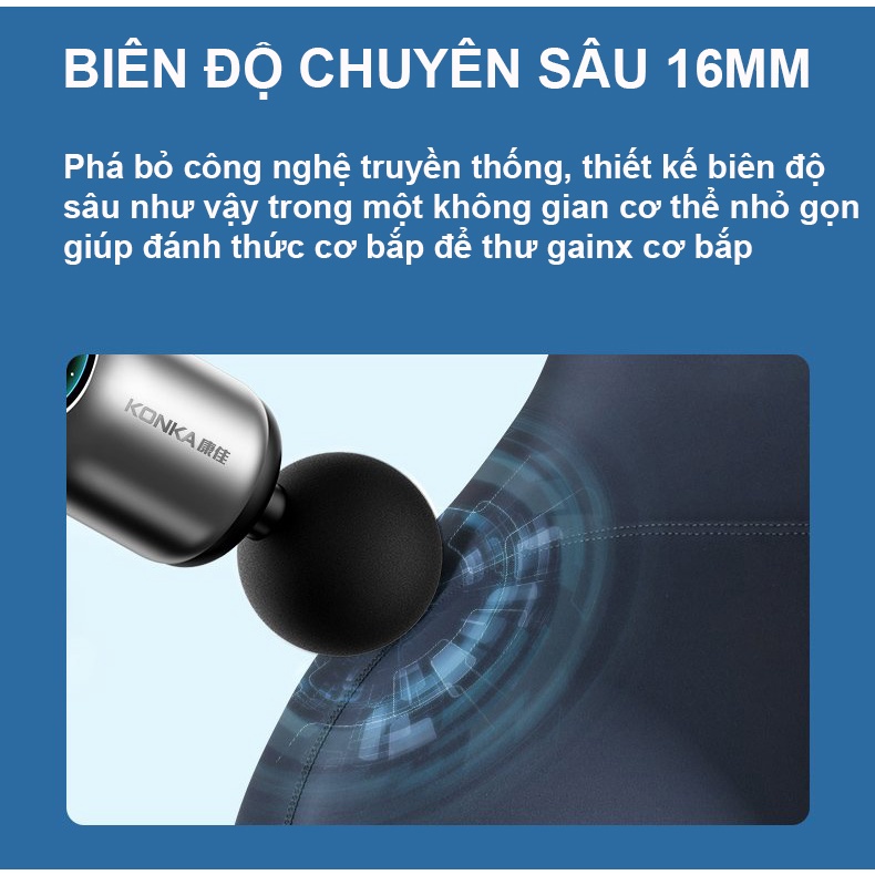 Máy massage cầm tay booster KONKA F3 sự dụng 8 đầu 99 cấp độ rung giúp bạn mát xa giảm đau, thư giãn toàn thân