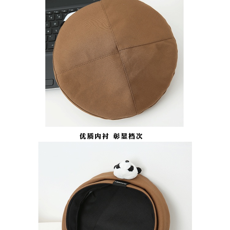 Mũ Beret Vải Satin In Chữ Và Gấu Hoạt Hình Phong Cách Hàn Quốc Dễ Phối Đồ Thời Trang Xuân Hè Cho Nữ