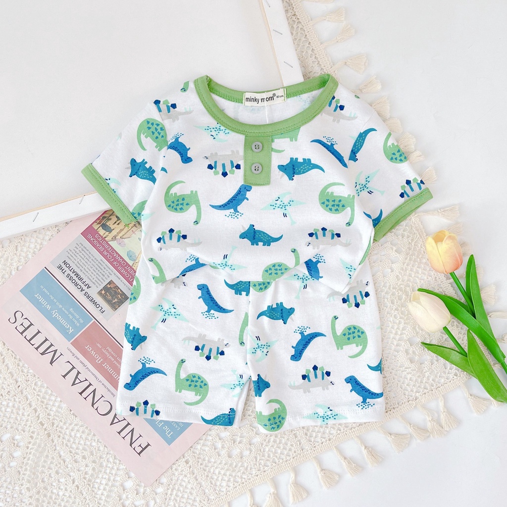 [MÀU NGẪU NHIÊN] Combo 4 Bộ Cộc Tay Cho Bé Trai, Bé Gái Minky Mom Vải Cotton Borip, Bộ Quần Áo Trẻ Em Mặc Nhà MKM2212