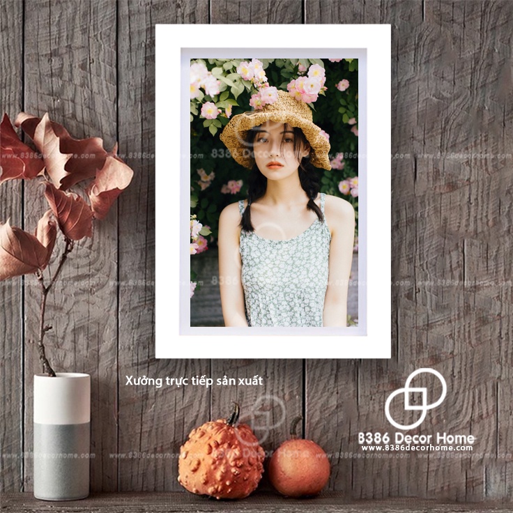 Khung ảnh A5 màu trắng trơn (Sơn màu từ gỗ thông thật chắc chắn)