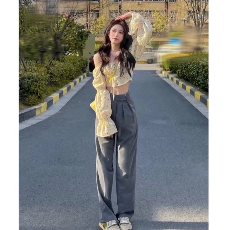 Áo Sơ Mi Ngắn Dáng Ôm In Hoa Kiểu Pháp Thời Trang Xuân Hè 2022 Mới