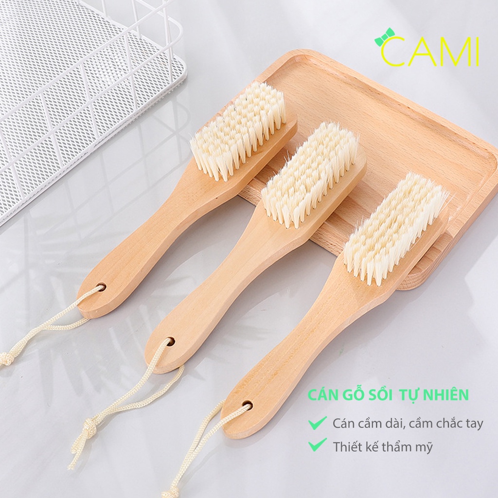 Bàn chải cán gỗ, sợ nhựa cao cấp vệ sinh giày dép, đồ gia dụng, quần áo - Cami - CMPK241