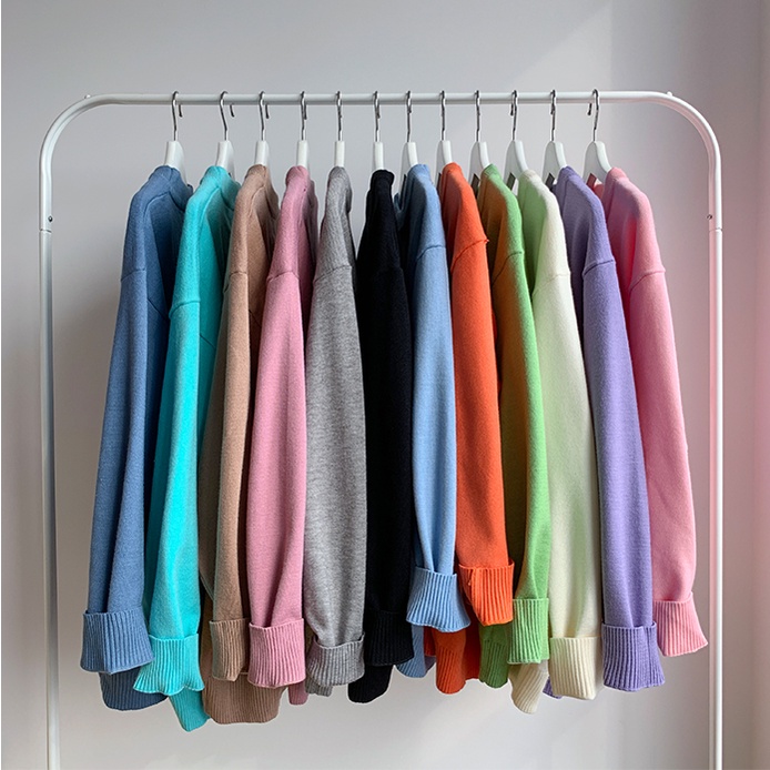Áo sweater dệt kim IFNICEFUTURE dáng rộng màu trơn phong cách mới phổ biến thời trang cho nam