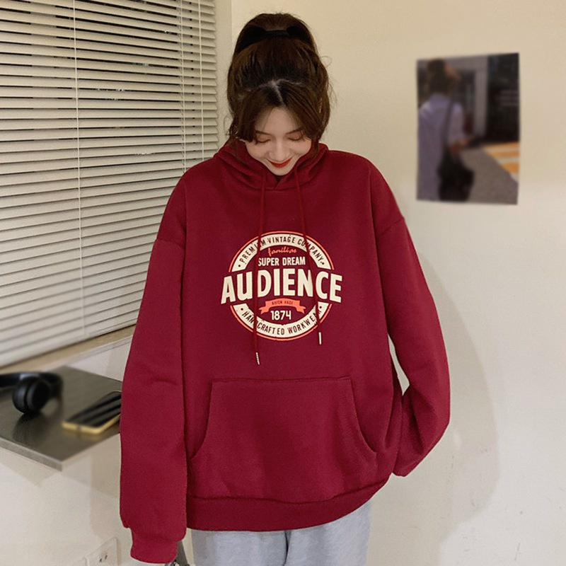 Áo hoodie dài tay in chữ phong cách Hàn Quốc trẻ trung dành cho nữ