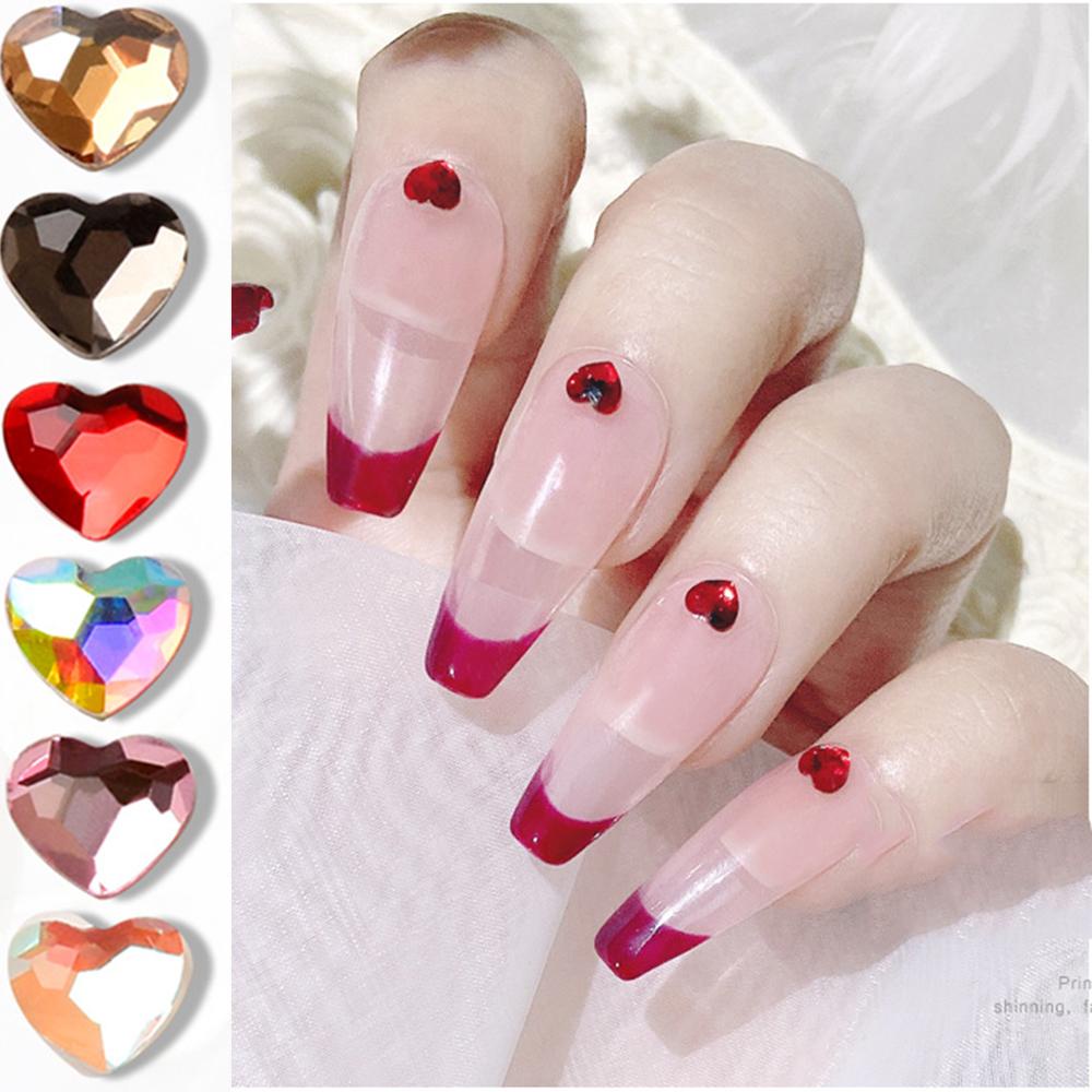 QQMALL Phụ Kiện Nhãn Dán Trang Trí Móng Nghệ Thuật Hình Trái Tim Màu Laser Aurora Thời Trang Dành Cho Nữ