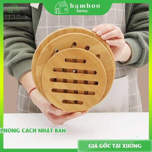 Miếng lót nồi gỗ tre THE BAMBOO cách nhiệt hình tròn loại dày size 15cmxH1cm | BigBuy360 - bigbuy360.vn