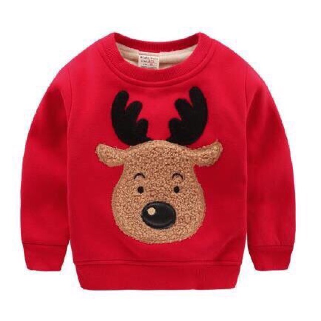 Áo nỉ bông lót lông hình tuần lộc cho bé