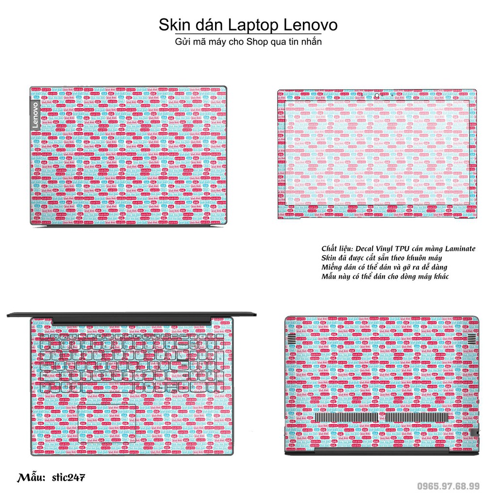 Skin dán Laptop Lenovo in hình Blah Blah - stic248 (inbox mã máy cho Shop)