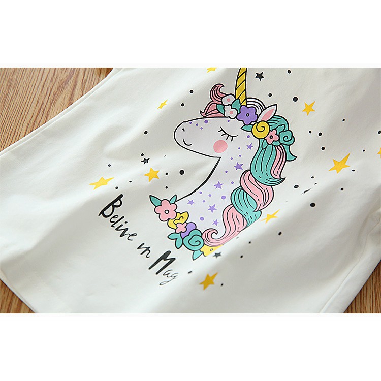 Đầm Xòe Công Chúa In Hình Kỳ Lân Hoạt Hình Dễ Thương Cho Bé Gái