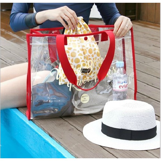 Túi xách nữ trong suốt tiện lợi đi biển, đi bơi thời trang Hàn Quốc